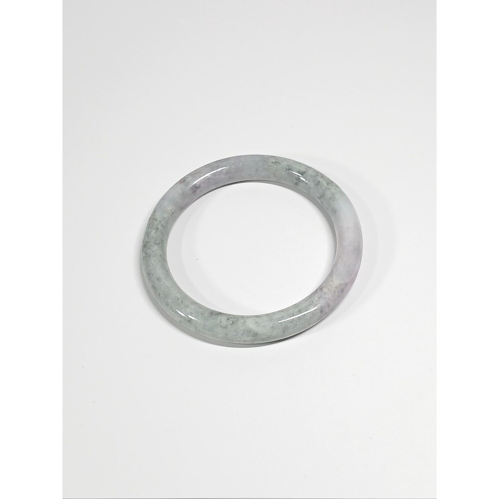 Natural Gray Jadeite Bangle Light Purple Green Tones 2.75" 69.7g